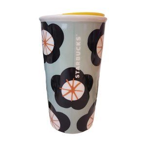 Starbucks Green Spring Black Floral Travel Mug Green Spring Black Flower Tumbler